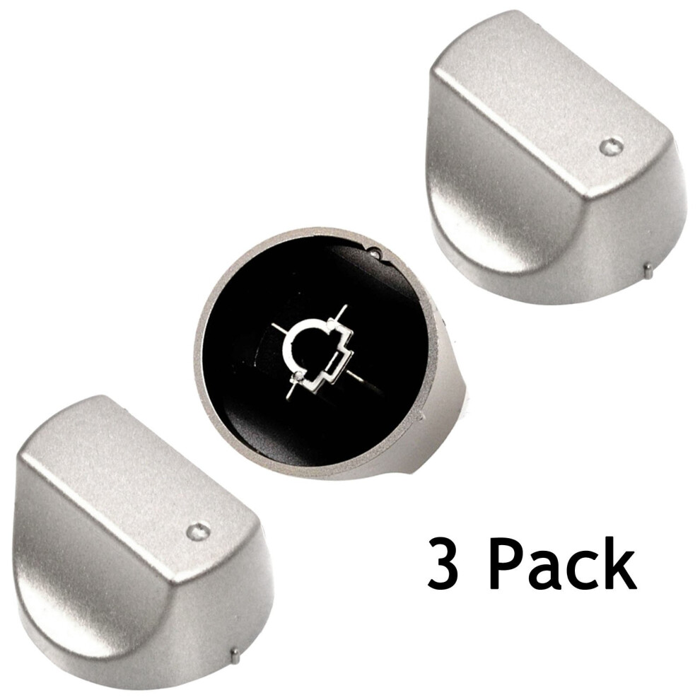 SPARES2GO Hot-Ari ix Control Switch Knobs for Hotpoint Oven Cooker Hob (Silver, Pack of 3)