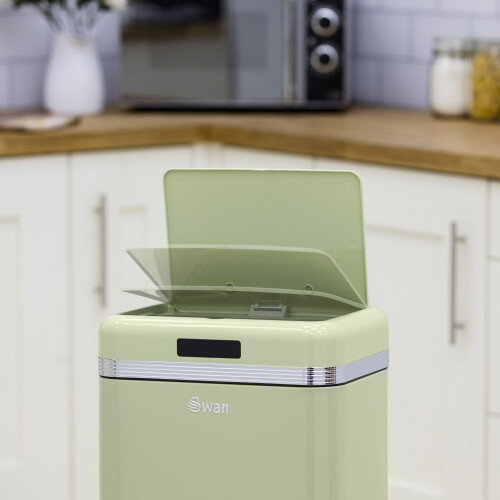 Swan Swan Retro Square Green Sensor Bin - 45 Litre 2