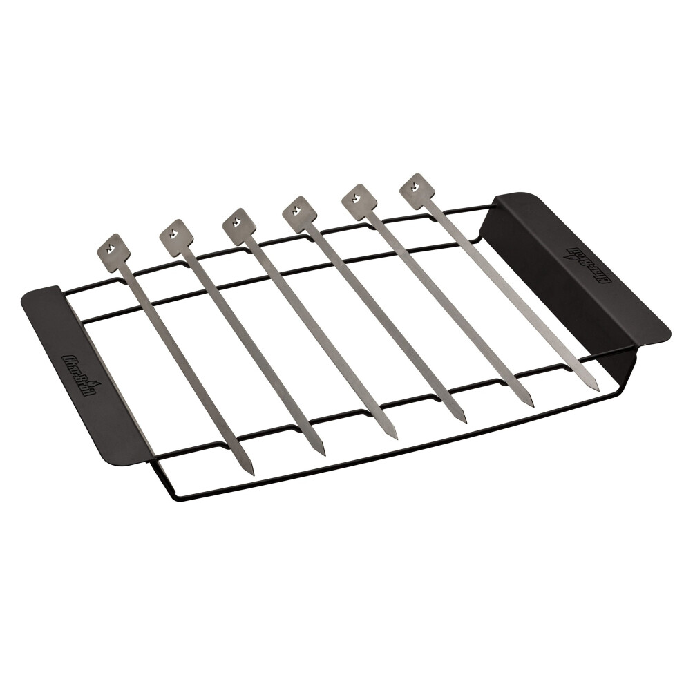 Char-Broil 140 587 - Premium Skewer Set and Rack, Stainless Steel.