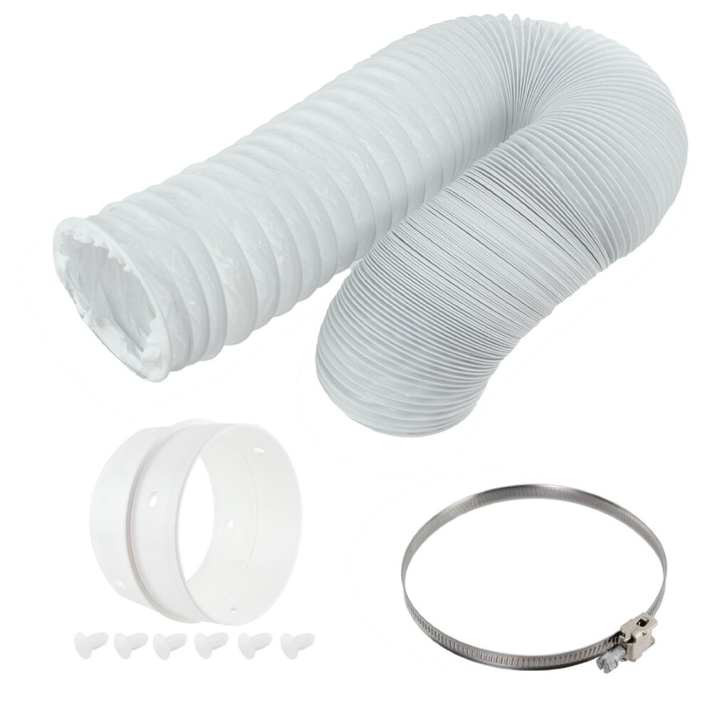 SPARES2GO Vent Hose & Extension Ring Kit for WHITE KNIGHT Vented Tumble Dryer (4"/100mm Diameter)