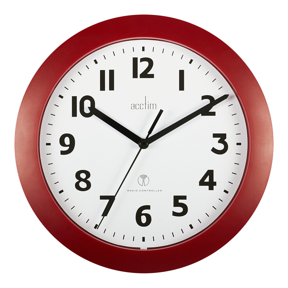 Acctim 74314 Parona, Red Radio Controlled Wall Clock, 23cm Diameter