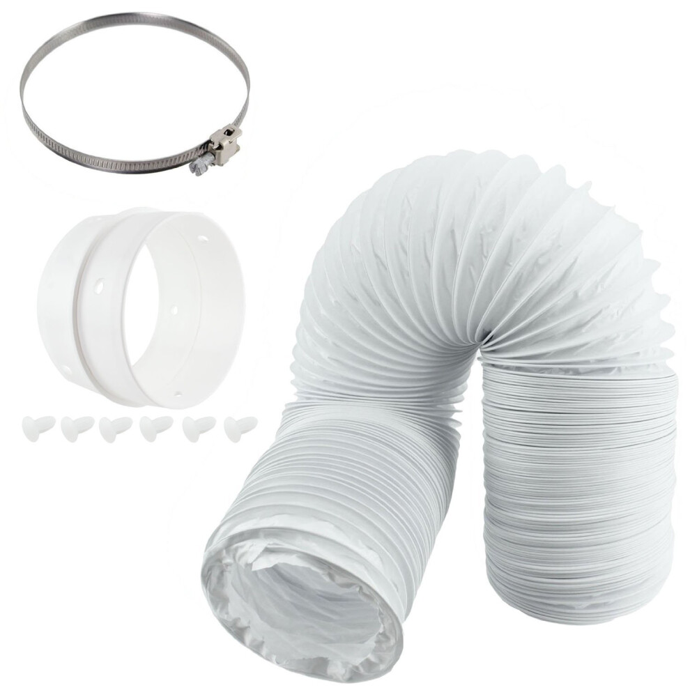 SPARES2GO Universal Vented Tumble Dryer (4" / 100mm Diameter) Vent Hose & Extension Ring Kit