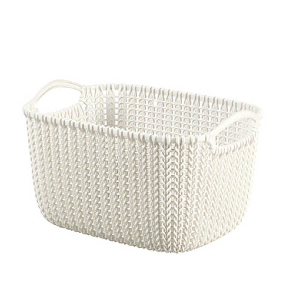 CURVER 226391ÃÂ Rectangular Knit-Effect Storage Basket, Plastic, Off-White, 29ÃÂ x 21.7ÃÂ x 17.2ÃÂ cm, 8ÃÂ L