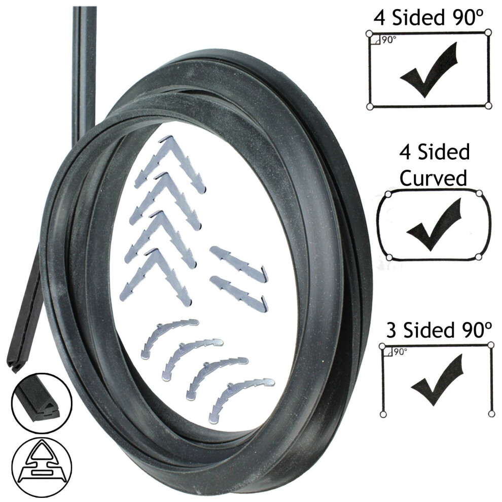 SPARES2GO Universal 3 & 4 Sided Rubber Oven Cooker Door Seal (With Barbed Corner Clips + Instructions)