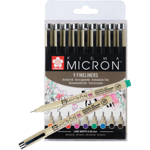 Sakura Pigma Micron Fineliners - Set of 9 Colours 1
