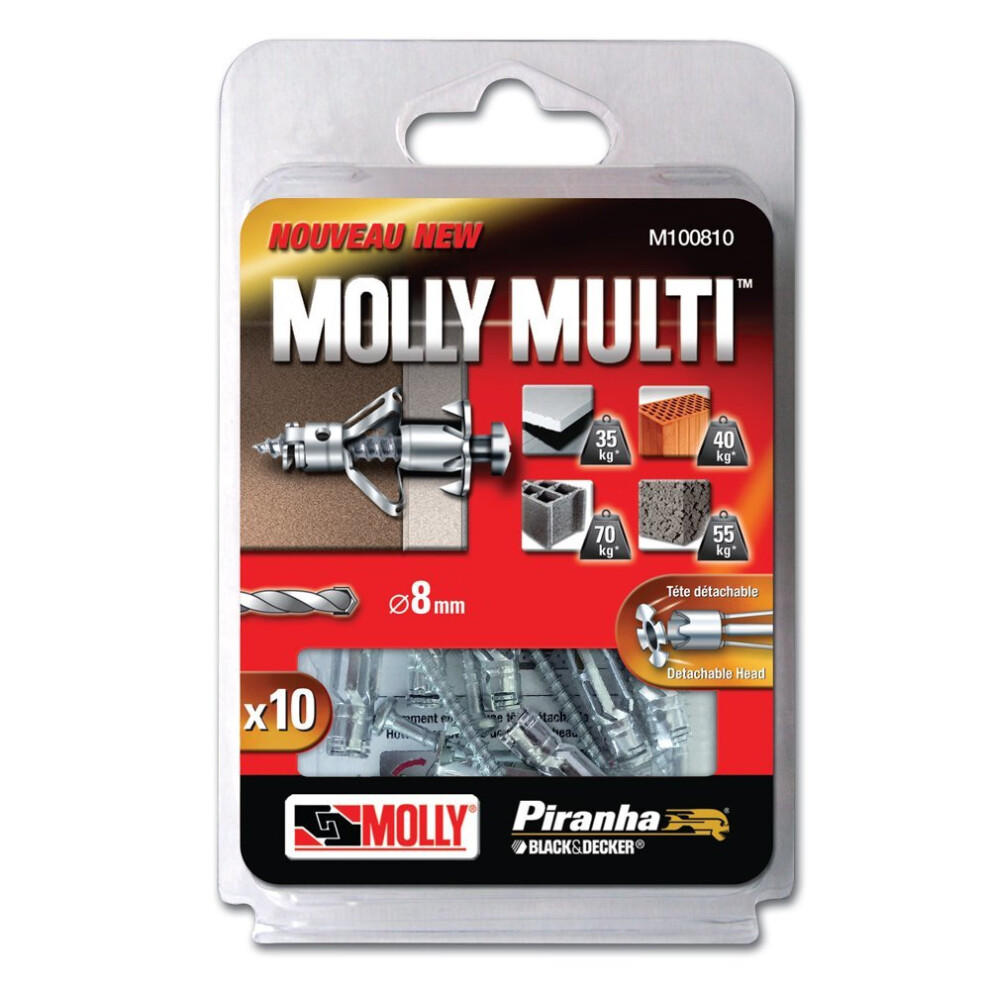 Molly Multi Metal Fixing, 8 x 37 mm - Pack of 10