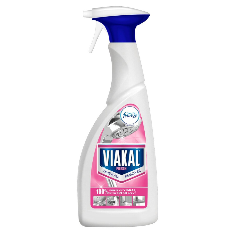Viakal Febreze Fresh Limescale Remover Spray 500 ml (HJ8U) - Removes Limescale & Watermarks, Leaves Shine and Floral Scent