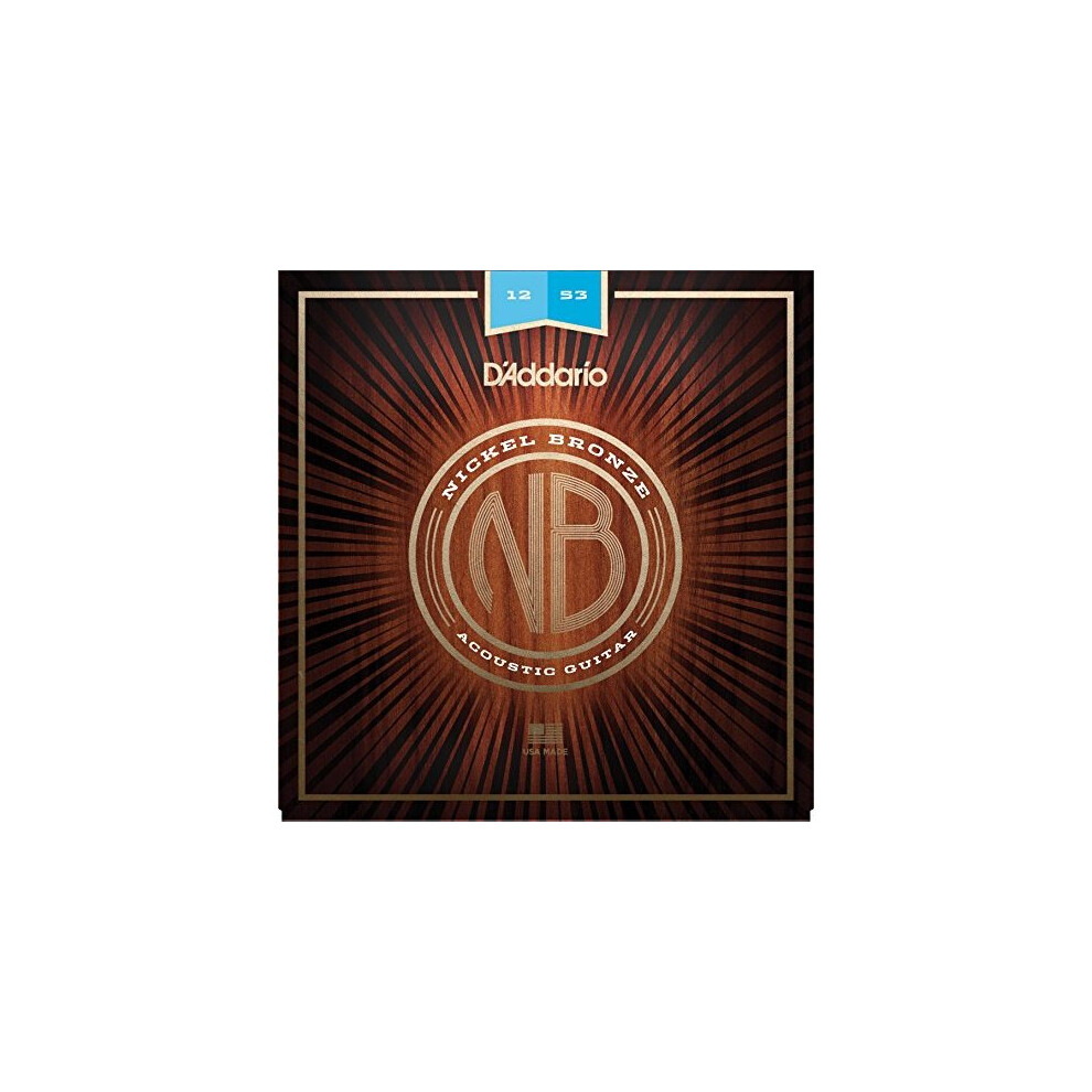 D'Addario NB1253 Nickel Bronze Acoustic Guitar Strings, Light