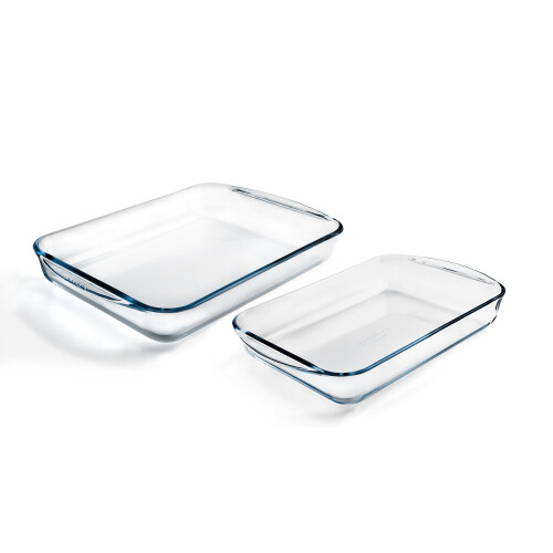 Pyrex Pyrex Classic 2 Piece Rectangular Glass Baking Roasting Bake Roaster Dish Set