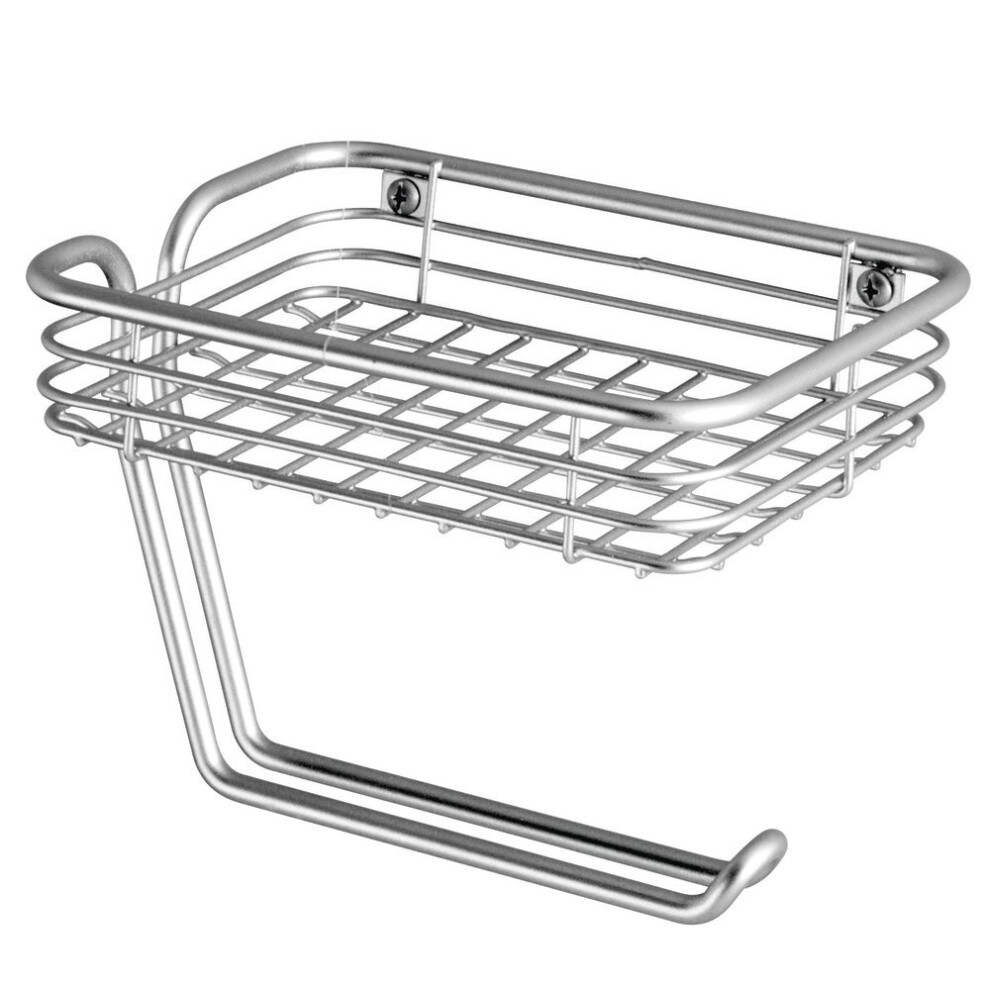 InterDesign Classico Toilet Paper Holder with Shelf for Bathroom - Wall Mount, Chrome