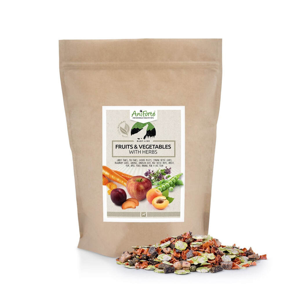 AniForte BARF Fruits & Vegetables 1KG Dog Food Mix: Gluten Free Dog Food with Herbs & Fruit