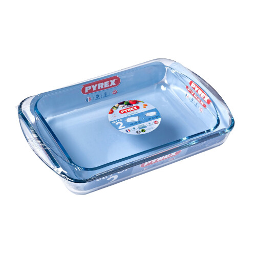 Pyrex Pyrex Classic 2 Piece Rectangular Glass Baking Roasting Bake Roaster Dish Set 1