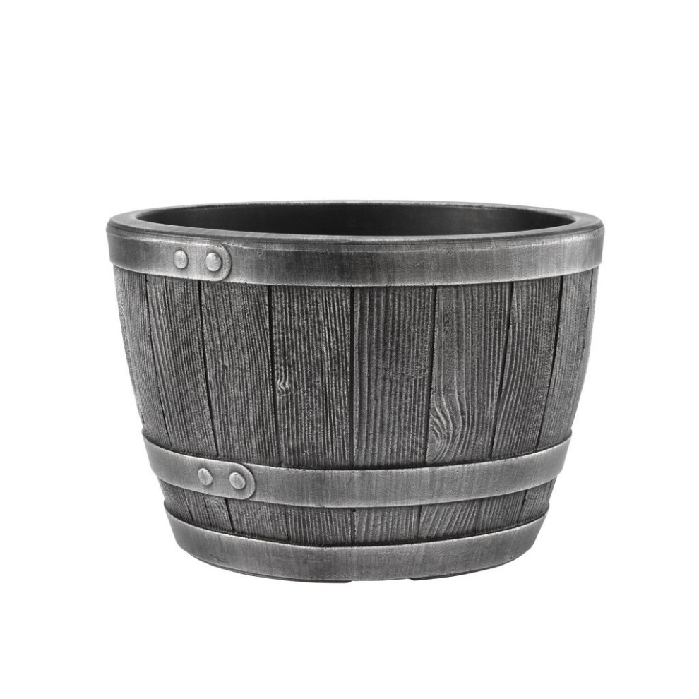 Stewart Blenheim Half Barrel, Pewter Effect, 40 cm