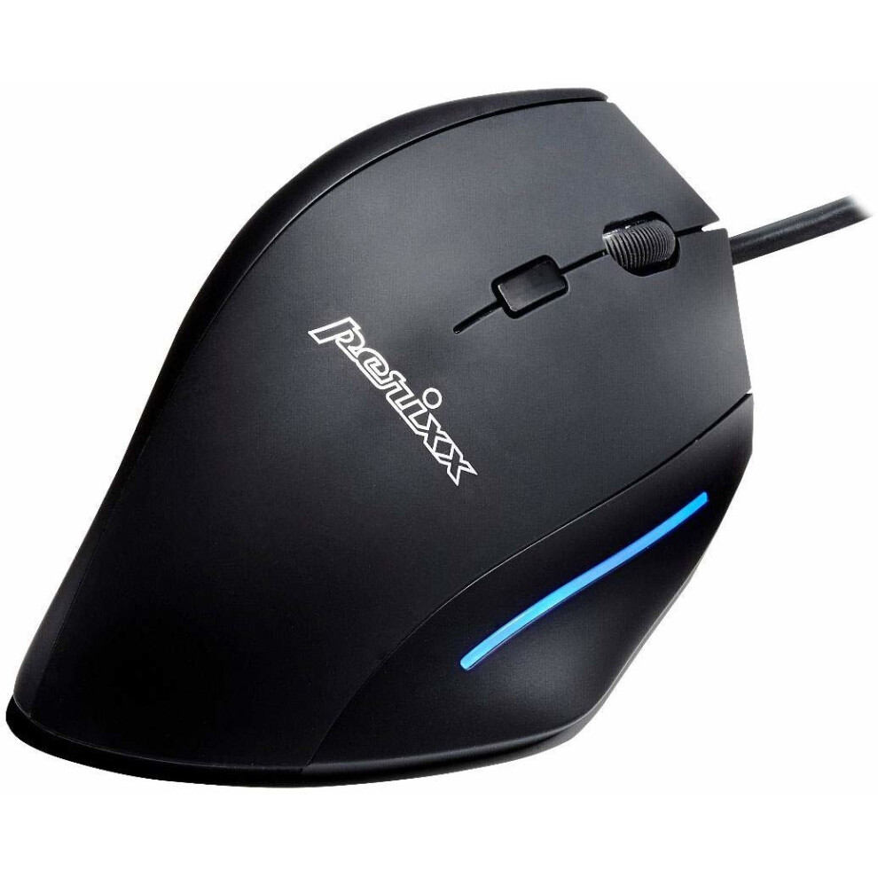 Perixx Perimice-508 Vertical Ergonomic Mouse - Programmable - Black 4049571650807