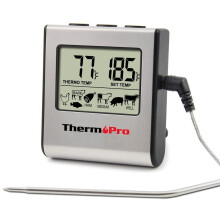 ThermoPro TP16 Grilling, Oven, Cooking, Barbecue, Meat Thermometer with Stainless Steel Step-Down Probe and Built in Countdown Timer with...