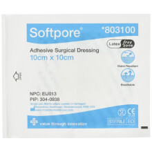 Softpore 803100 Adhesive Dressing 10cm x 10cm (Pack of 50)