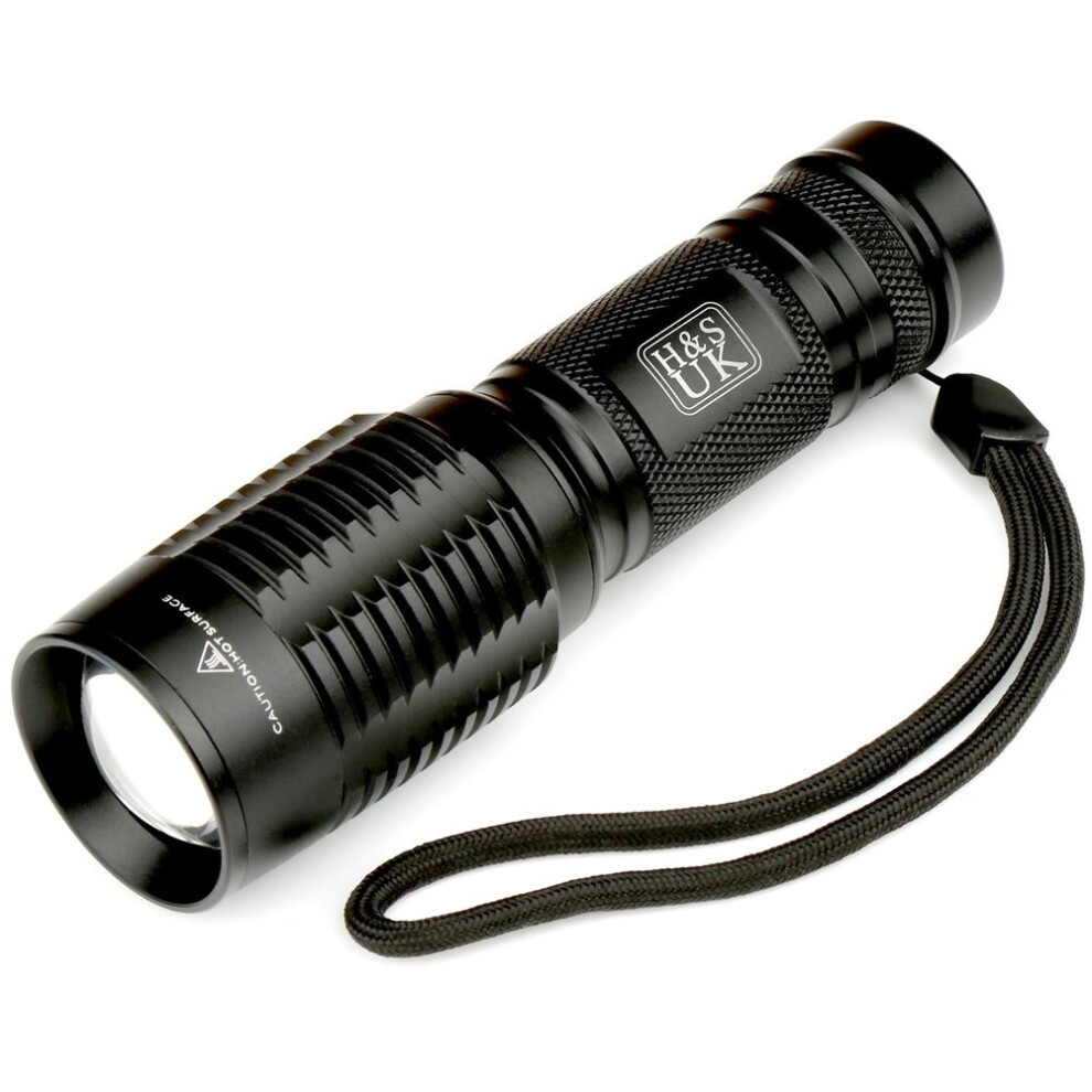 H&S® Super Bright CREE T6 LED Torch Zoomable Waterproof Flashlight Camping Light - XML