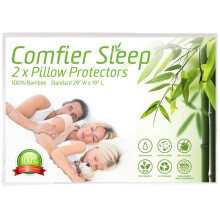 Waterproof Pillow Protectors with Zip Anti Allergy and 100% bamboo Pack of 2 Standard Size suitable for Luxury Pillows
