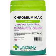 Lindens Chromium Max 1000mcg Picolinate Tablets | 360 Pack | Mega Potency Chromium Picolinate contributing Towards Normal Blood Glucose Levels and...