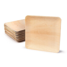 BIOZOYG DTW05349 Disposable palm leaf plate, 25 pieces, angled, 25x25 cm, compostable