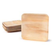 BIOZOYG DTW05369 Disposable palm leaf plate, 25 pieces, angled, 15x15 cm, compostable