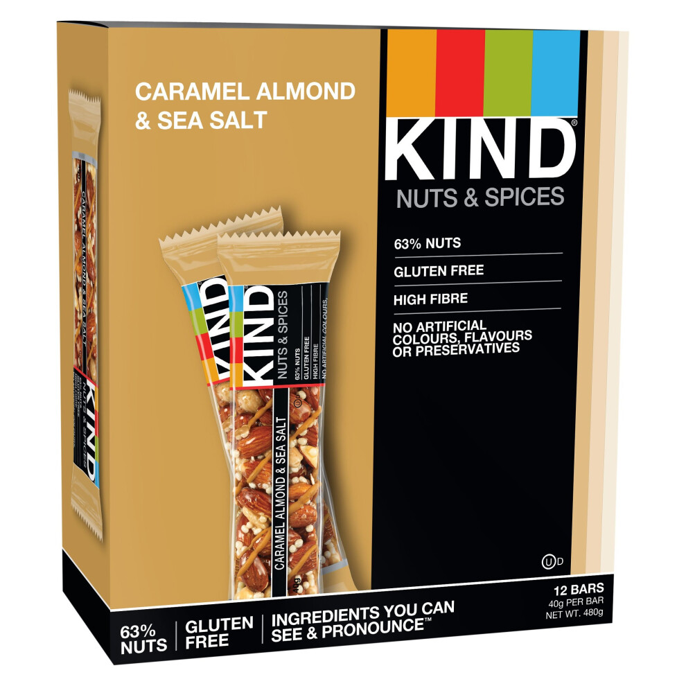Kind Caramel Almond & Sea Salt - Gluten Free - Healthy Snack Bar - 12X 40G Bar