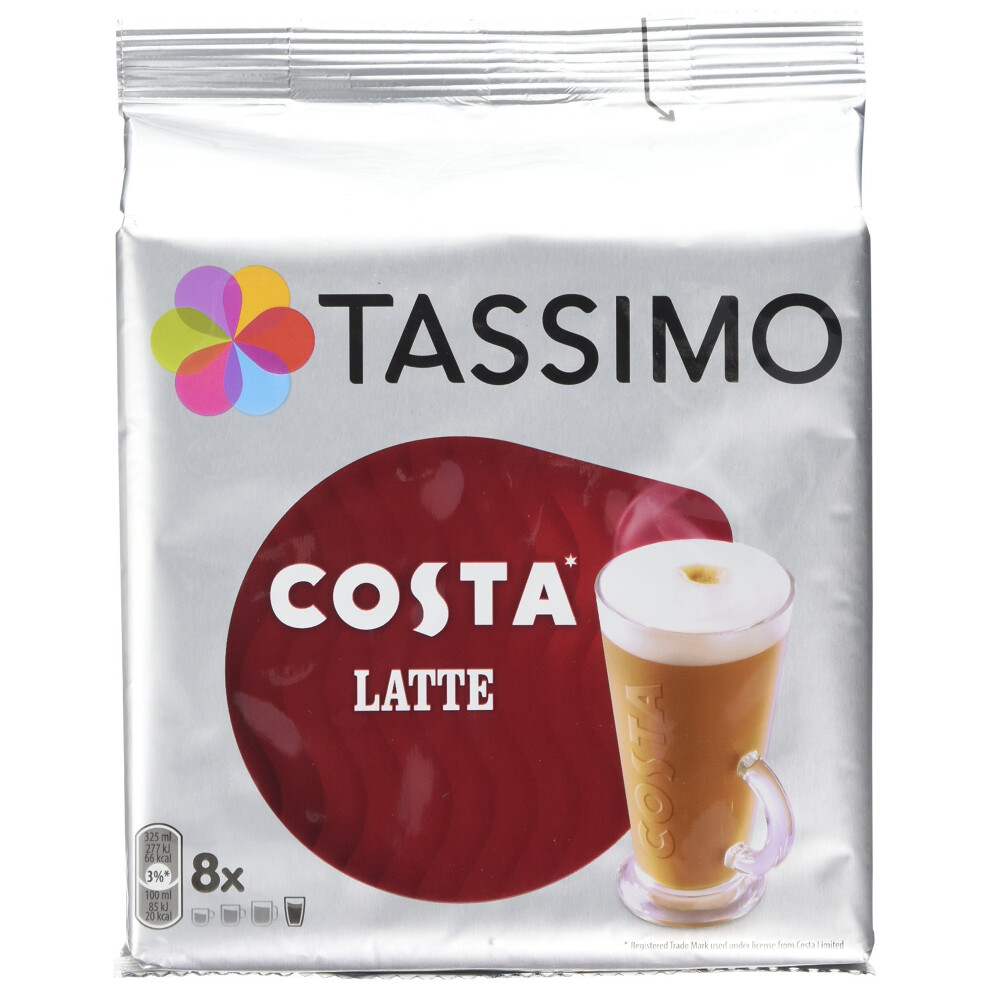 Tassimo Costa Latte Coffee Pods (16 Pods, 8 Servings)