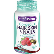 VitaFusion, Prächtiges Haar, Haut & Nägel Multivitamin, Natürliche Himbeere, 100 Gummis
