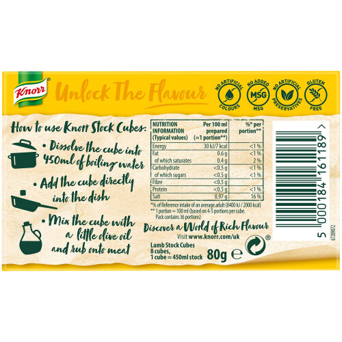 Knorr Knorr Lamb Stock Cubes 8 x 10g 1