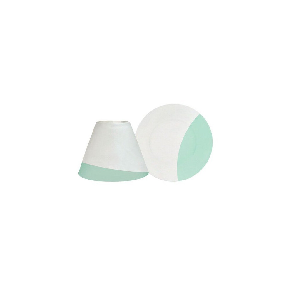 Yankee Candle Serene Sandblast Aqua Candle Shade And Tray Set, Glass, White/Green