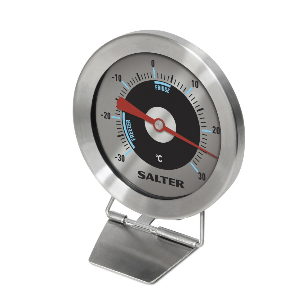 Salter Analogue Fridge Freezer Thermometer, Measure -30 C to +30 C, Keep Food Fresh, Hang or Stand, Stainless Steel Body, Bi-Metal Sensor for...