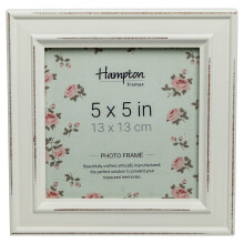 PAL301955W Paloma Square Photo Frame 5x5 (13x13cm) White distressed wood finish. Black backs with swivel clips. Individually boxed