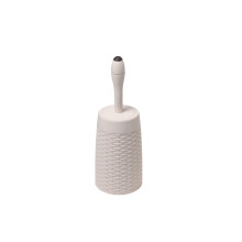 Addis Faux Rattan Round Toilet Brush Set with Internal Detergent Injection System, Calico Linen