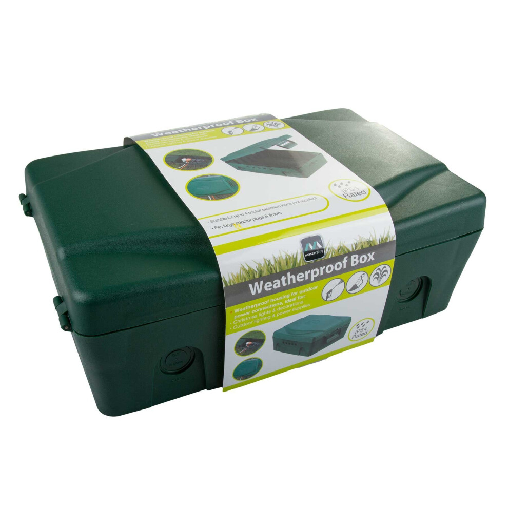 masterplug IP54 Weatherproof Enclosure Box For Outdoor Electrical Power Connections - Green