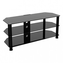 King Universal Black Glass TV Stand 114cm (KST114BBCM) for TVs up to 55 inches - 3-shelf tempered safety glass