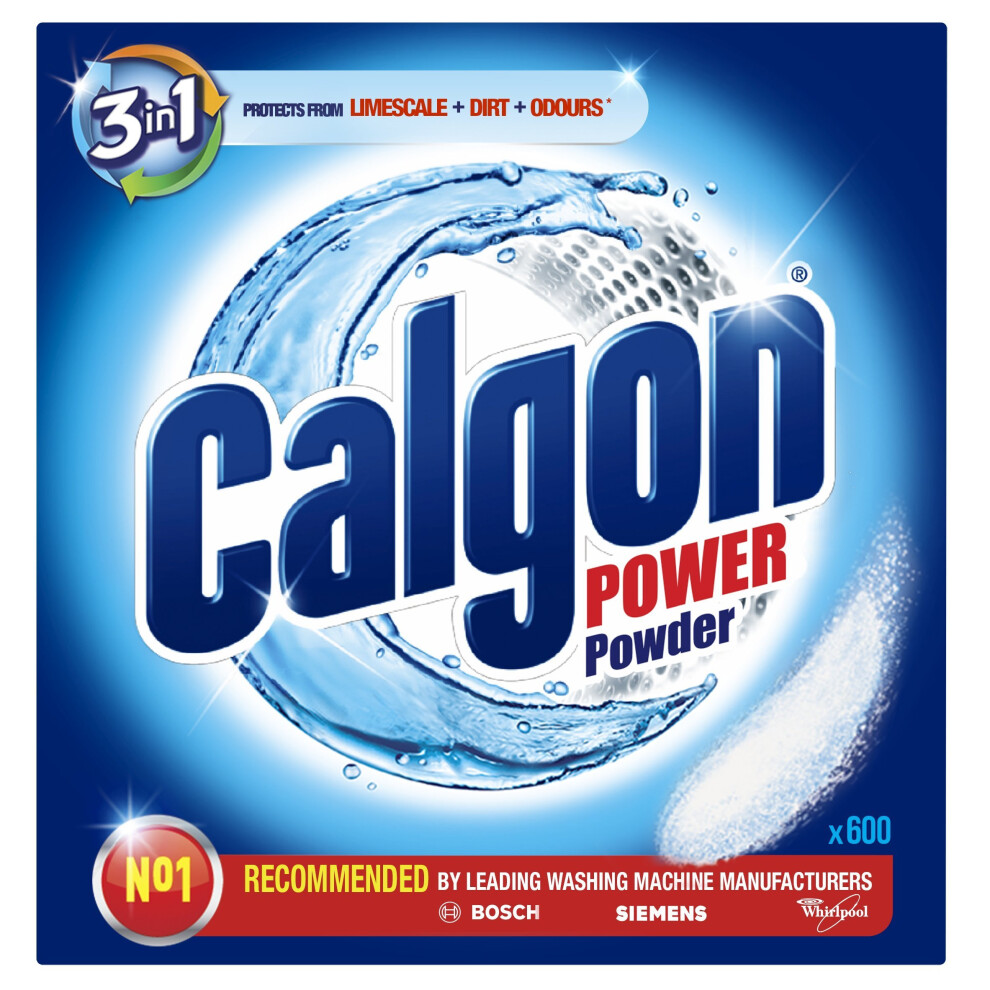Calgon 3 in 1 Power Powder Water Softener 24 Washes 600g Limescale Protection