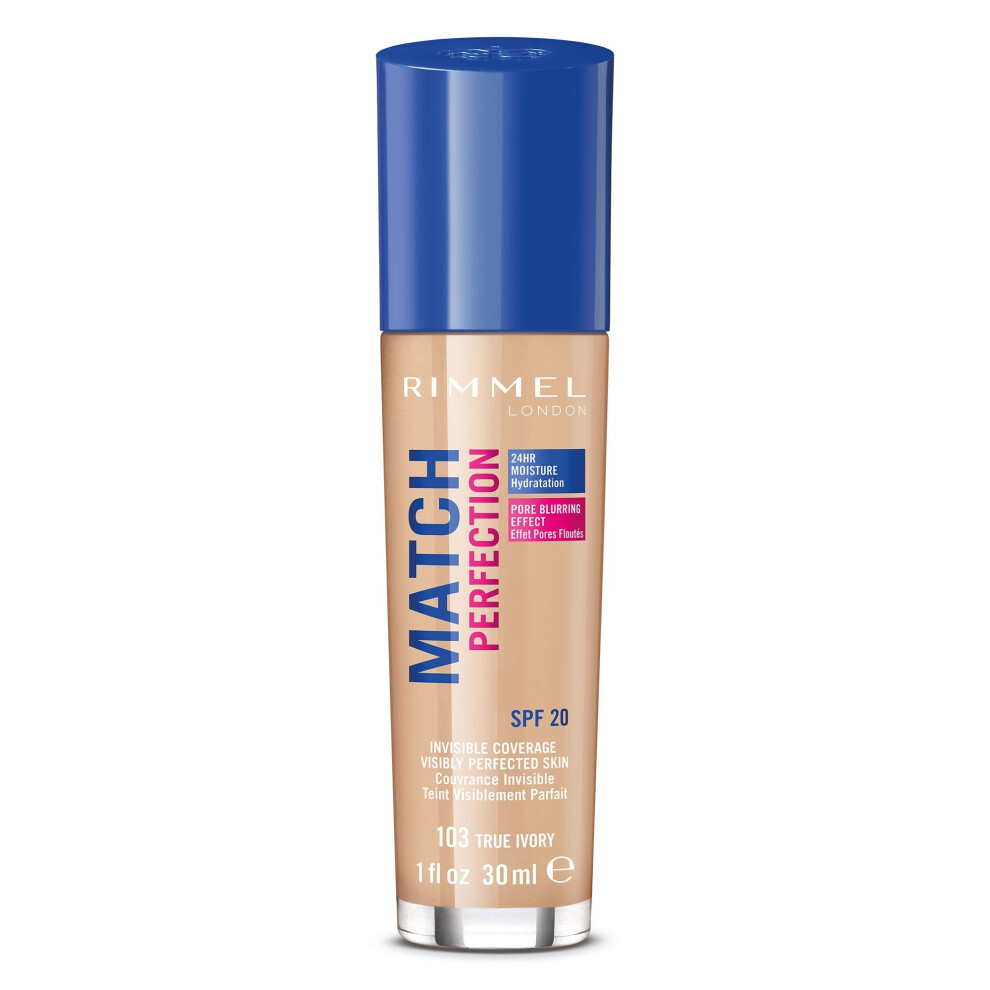 Rimmel London Match Perfection Foundation, 103 True Ivory, 30 Ml