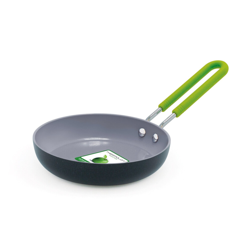 GreenPan 12.7 Cm Ceramic Non Stick Round Open Fry Pan With Silicone Sleeve,Black/Green