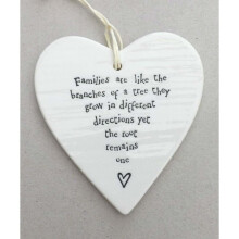 East of India Porcelain Heart - Families are like the branches of a tree...