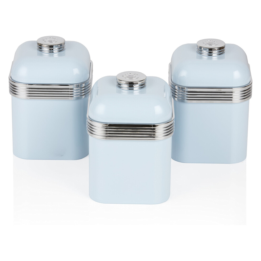 Swan SWKA1020BLN Set of 3 Retro Storage Canisters, Blue