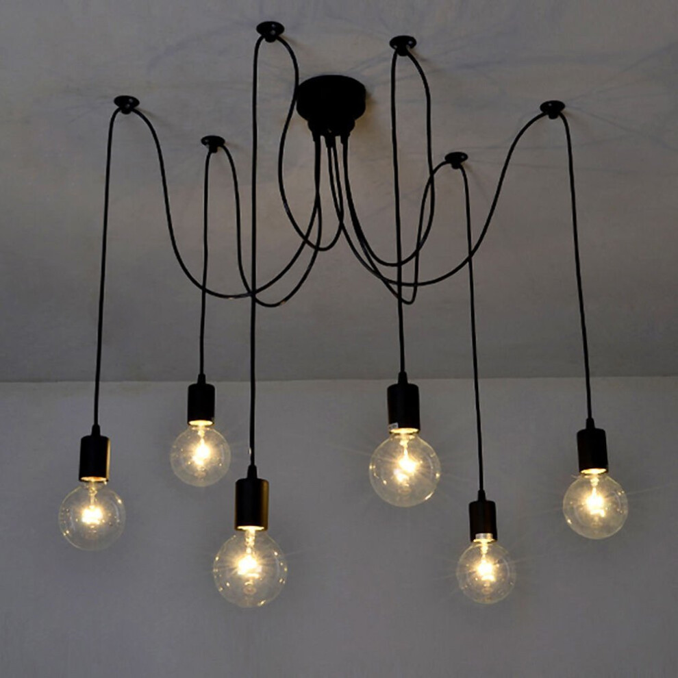 Lixada 6 Arms(each with 1.7m wire) Antique Classic Edison Lamp Shade Ajustable DIY Ceiling Spider Lamp Light E27 Retro Chandelier Pendant Dining...