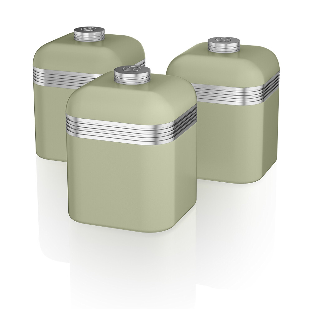 Swan SWKA1020GN Set of 3 Retro Storage Canisters, Green