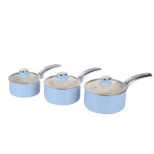 Swan Blue Retro 3pce Saucepan Set 16cm/18cm/20cm with Glass Lids, Non-Stick & Compatible with Induction Hobs