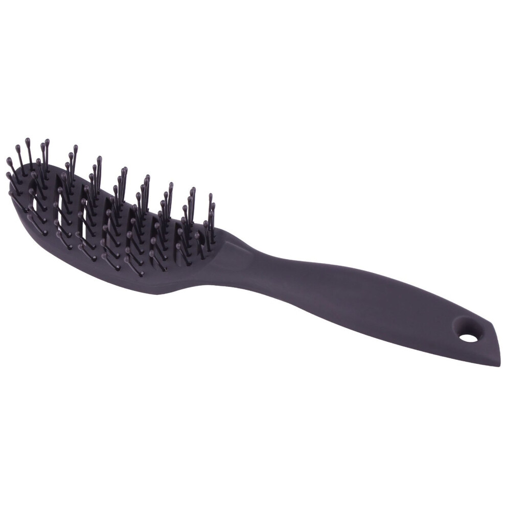 Perfehair Black Curved Blow Dryer Vent Brush, Plastic Hair Brush For Short Hair, Vented Wet Hair Brush For Men And Women