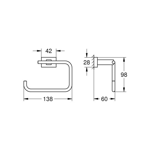 Grohe GROHE 40507001 Essentials cube Wall Mounted Roll Holder Silver 2