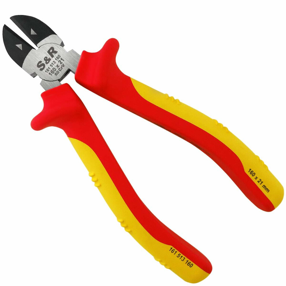S&R Vde Side Cutter / Wire Cutter 160Mm 1000V Vde-Tested (German Electrical Engineering Association Serie) Chrome Vanadium Steel, Phosphated 4045315131601