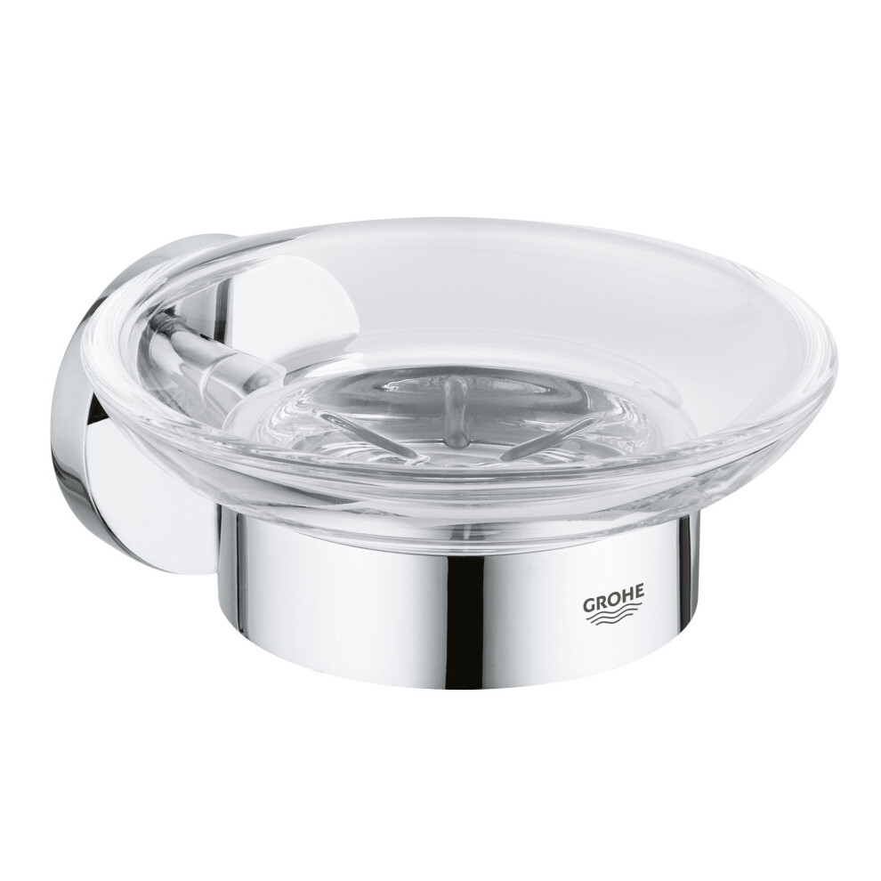 GROHE Essentials Soap Dish and Holder, StarLight Chrome, Wall-Mounted, Glass/Metal, C-40444001