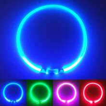 PetSol Ultra Bright USB Rechargeable LED Dog Safety Collar - Cut To Fit Any Size - Rechargeable Lithium Battery - Increased Visibility & Safety For...