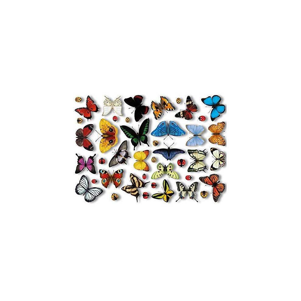 25 Realistic Butterflies & 17 Ladybird Window Clings by Articlings - Non-adhesive Stickers Quickly Decorate and Brighten your Windows