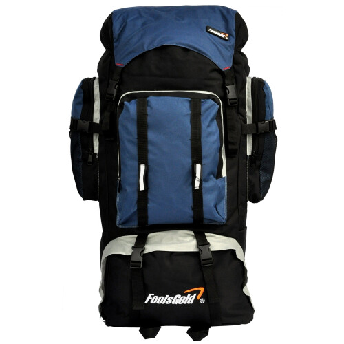 foolsGold Extra Large Hiking Travel Backpack Camping Rucksack Top and Bottom Loading (Navy) 1